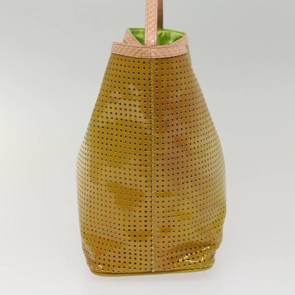 FENDI punching Hand Bag Patent leather Yellow Auth yk8587 - Picture 4 of 16